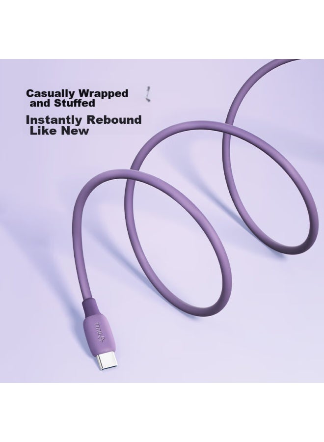 bull Dual-head Type-c Data Cable Silicone Quick Charge C To C Charging Cable 3a Compatible With Apple Iphone 15/macbook, Huawei, Xiaomi Phones And Laptops Dark Purple - Image 4