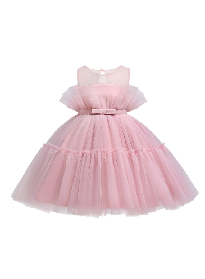 Girls New Sleeveless Puffy Yarn Performance Dress Birthday Dinner Princess Dress