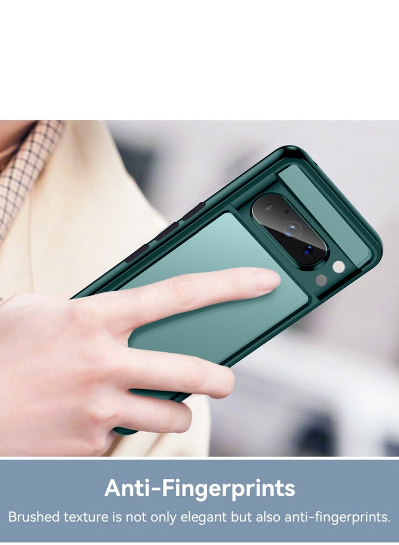 دبليو تيك غطاء حماية من السيليكون الهجين مع غطاء حماية خلفي شفاف لهاتف Google Pixel 8 Pro 5G 2023 أخضر داكن - Image 2