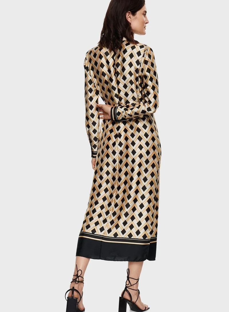 MANGO Printed Button Down Shirt Dress