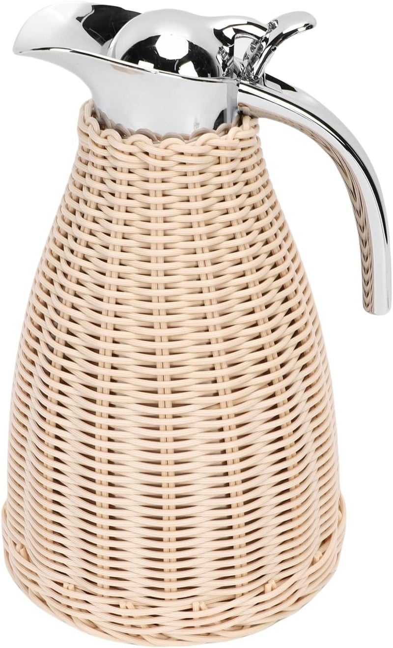 Asixxsix Coffee Carafe, 1.5L Three Layer Coffee Carafe Thermal Jug with Woven Design for Home Office Restaurant Camping (Beige) - Image 3