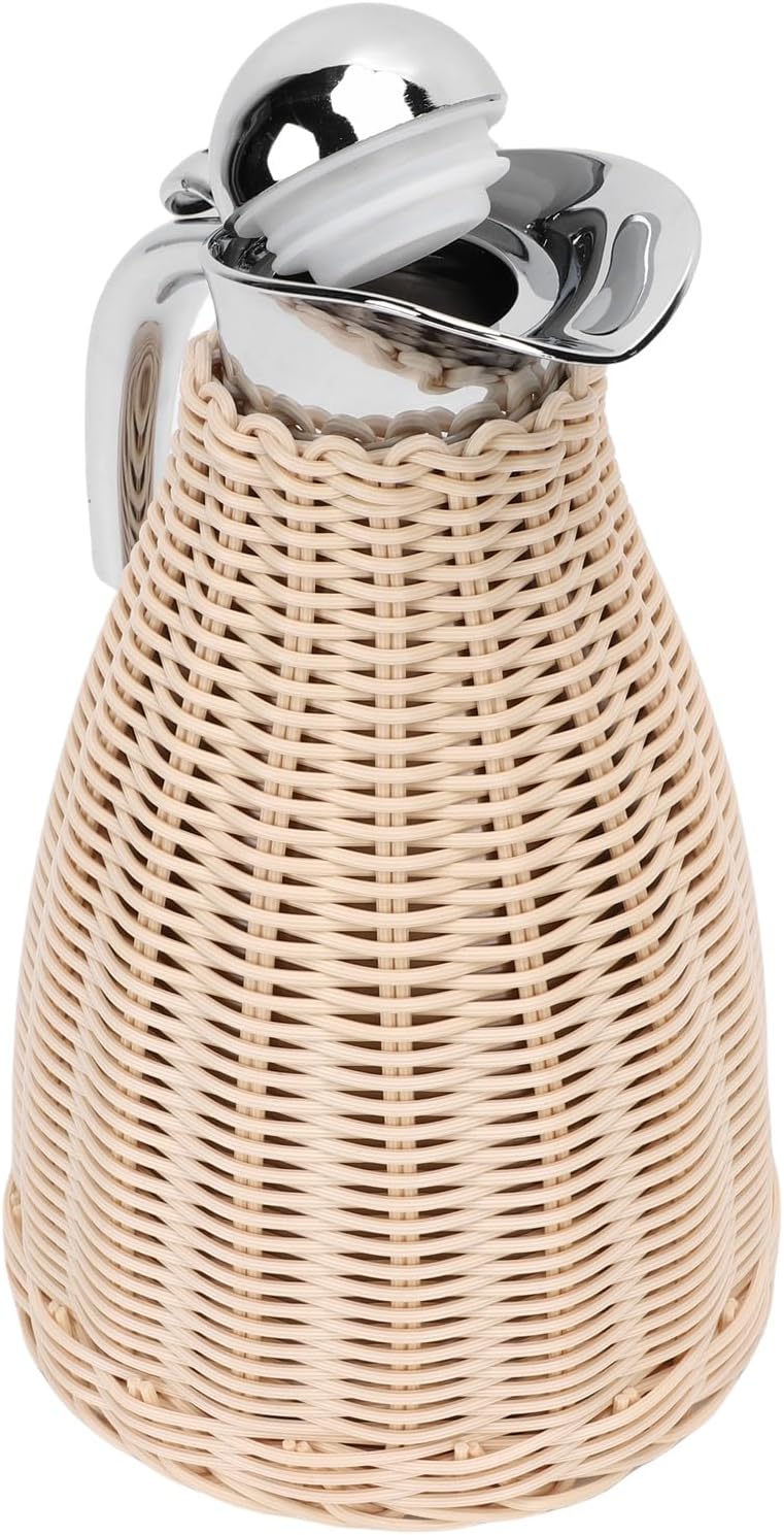 Asixxsix Coffee Carafe, 1.5L Three Layer Coffee Carafe Thermal Jug with Woven Design for Home Office Restaurant Camping (Beige) - Image 4