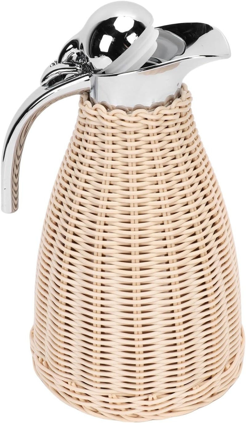 Asixxsix Coffee Carafe, 1.5L Three Layer Coffee Carafe Thermal Jug with Woven Design for Home Office Restaurant Camping (Beige) - Image 2