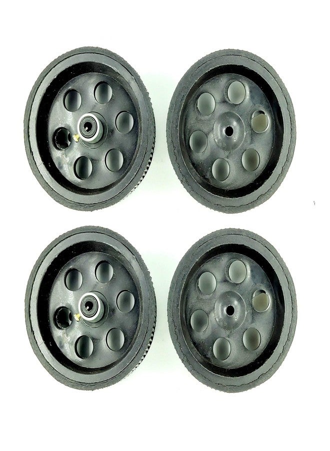 INVENTO 4pcs 95mm x 40mm Plastic Robotic Wheel Durable Rubber Black Tire Wheel with metal collet for DC Geared Motor RC Car Robot - Image 1