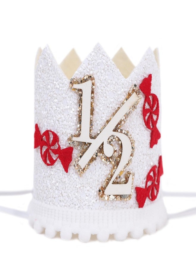 YOUAME Christmas 1/2 Birthday Party Crown - Christmas Themed Half Birthday Decorations, Half Way To One Party Decorations, My Half Year Hat - Image 1