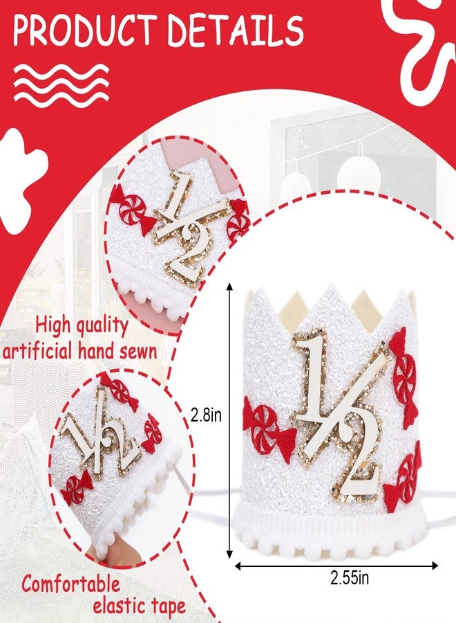 YOUAME Christmas 1/2 Birthday Party Crown - Christmas Themed Half Birthday Decorations, Half Way To One Party Decorations, My Half Year Hat - Image 2