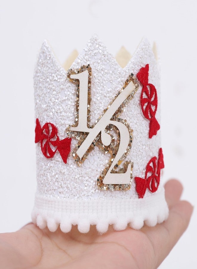 YOUAME Christmas 1/2 Birthday Party Crown - Christmas Themed Half Birthday Decorations, Half Way To One Party Decorations, My Half Year Hat - Image 3