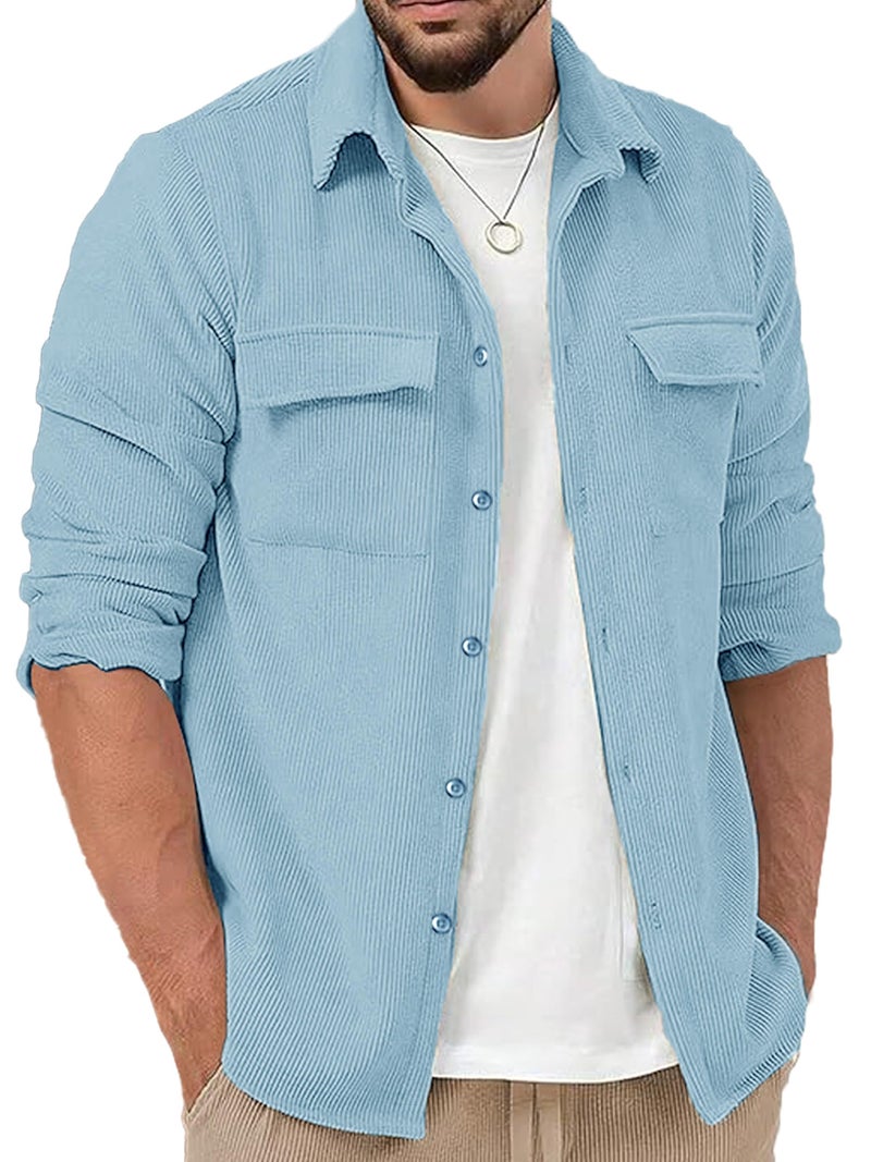Noble Monk Men's Solid Casual Shirt |Full Sleeve | Regular Fit |Stylish Shirt for Men Sky Blue - Image 1