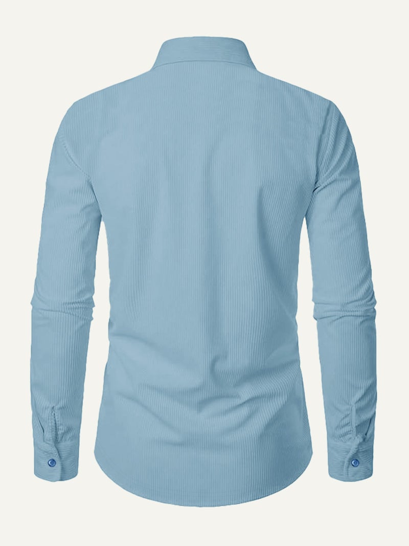 Noble Monk Men's Solid Casual Shirt |Full Sleeve | Regular Fit |Stylish Shirt for Men Sky Blue - Image 3