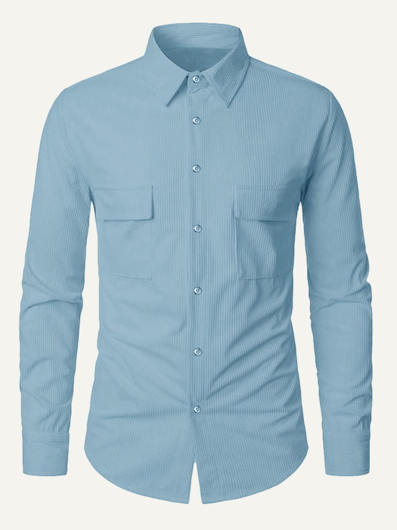 Noble Monk Men's Solid Casual Shirt |Full Sleeve | Regular Fit |Stylish Shirt for Men Sky Blue - Image 2