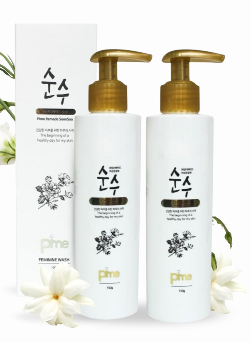 pime K-Beauty Feminine Wash 150g x2 – pH-Balanced Gentle Cleanser for Odor Control, Freshness & Antibacterial Protection, Daily Intimate Care - Image 1
