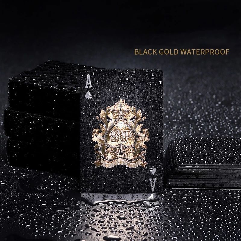 Black Gold Plastic Playing Cards Pvc Waterproof Fighting Landlord Entertainment Board Game Magic Props Thick Playing Cards Manufacturer - Image 3