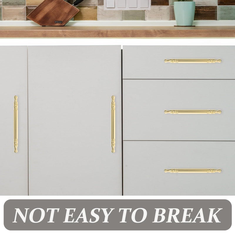 Brushed Gold Cabinet Handles 560mm Hole Center Metal Drawer Pulls 5 Pack - Image 4