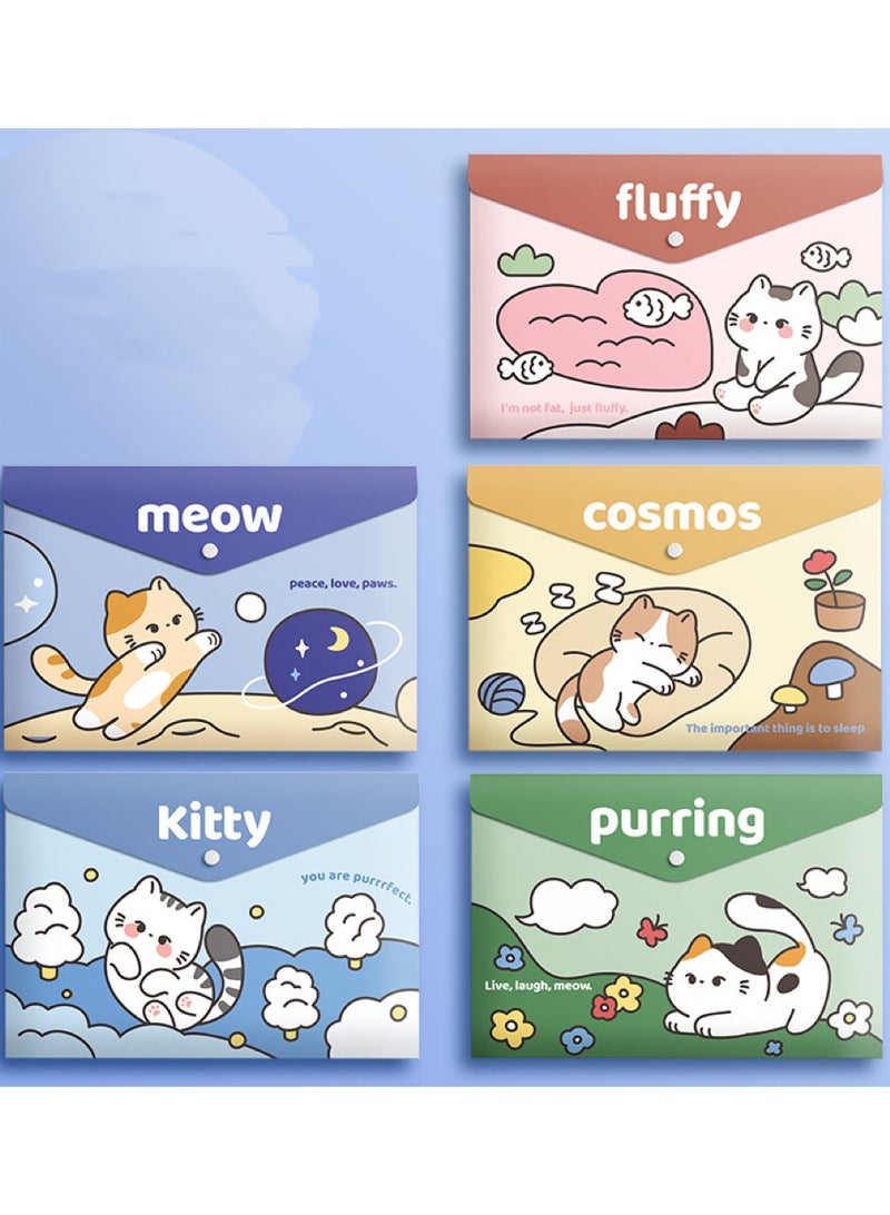 5-piece set of cute cartoon file bags, A4 size file folders - Image 1