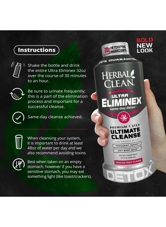 Herbal Clean - Ultra Eliminex, Premium 1 Step Ultimate Cleanse, Same-Day Detox, (Dragon Fruit, 32 fl oz) - Image 4
