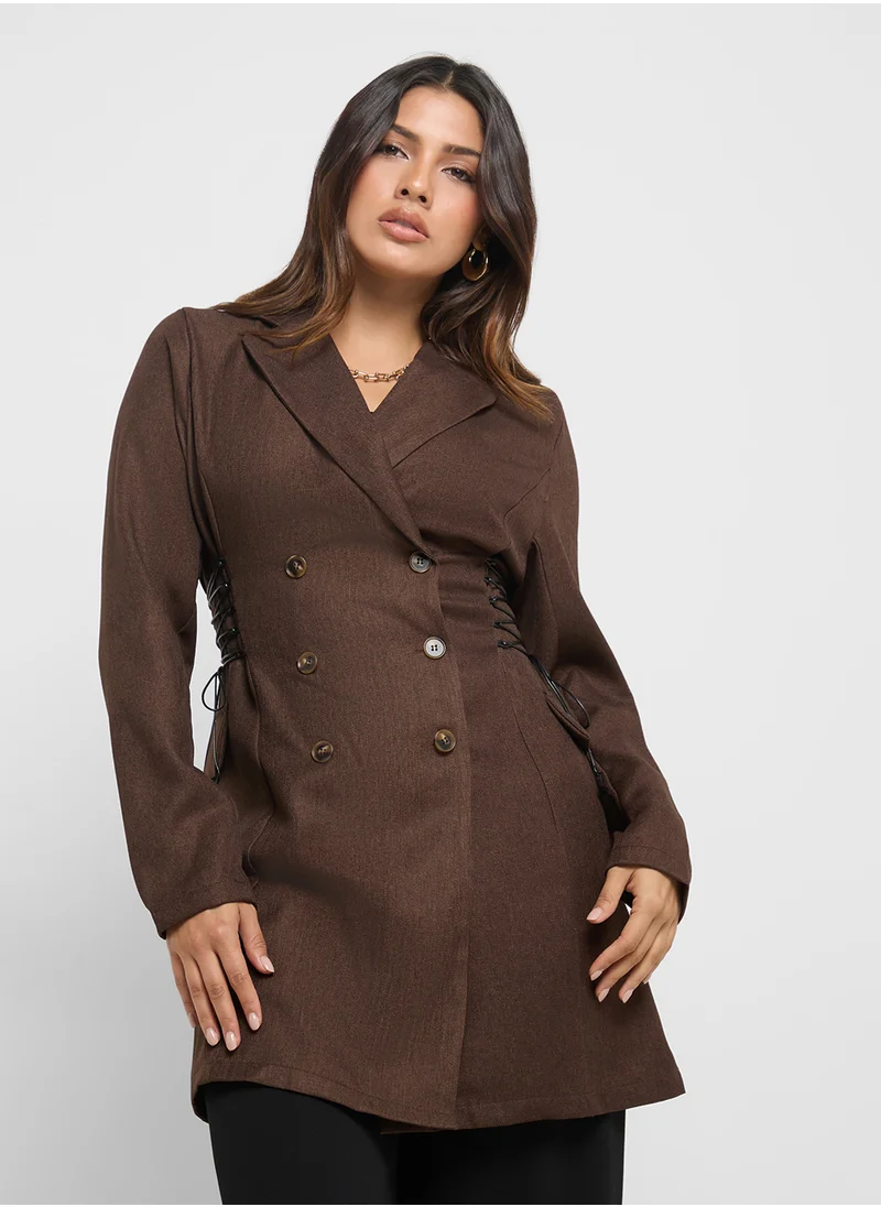 ELLA Longline Double Breasted Blazer