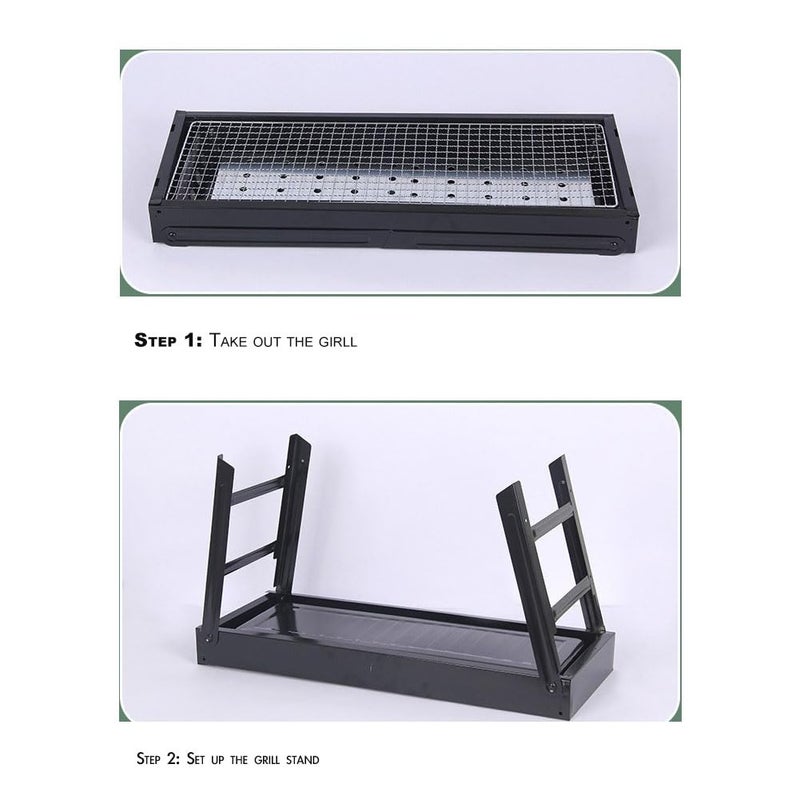 Tatasay Barbecue Charcoal Grill Stainless Steel Folding Portable BBQ Tool Kits for Camping Hiking Picnics, Travel, Garden, Outdoor - Image 3