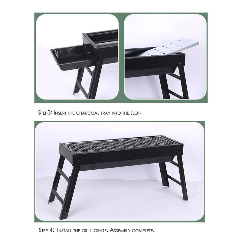 Tatasay Barbecue Charcoal Grill Stainless Steel Folding Portable BBQ Tool Kits for Camping Hiking Picnics, Travel, Garden, Outdoor - Image 5