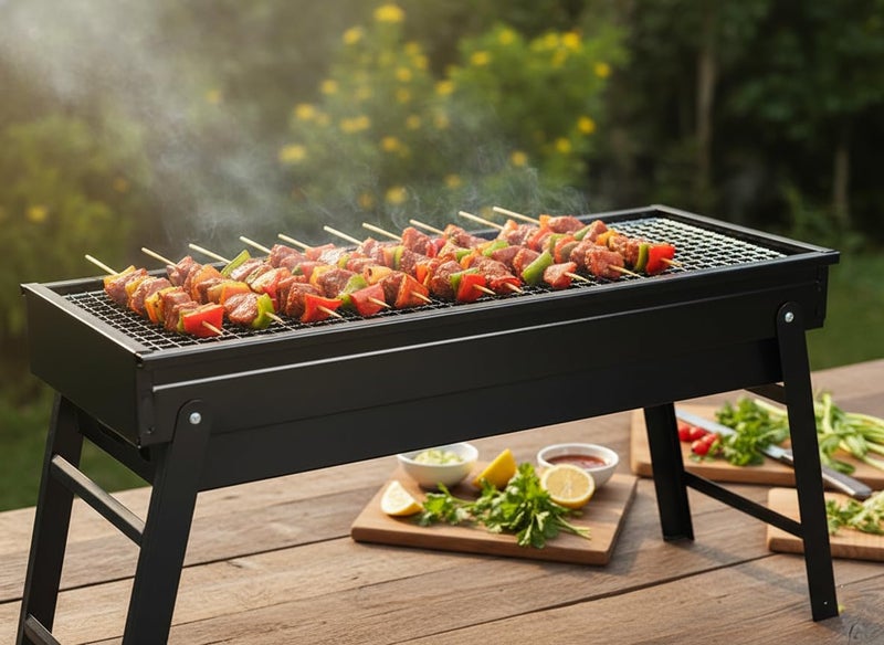 Tatasay Barbecue Charcoal Grill Stainless Steel Folding Portable BBQ Tool Kits for Camping Hiking Picnics, Travel, Garden, Outdoor - Image 1