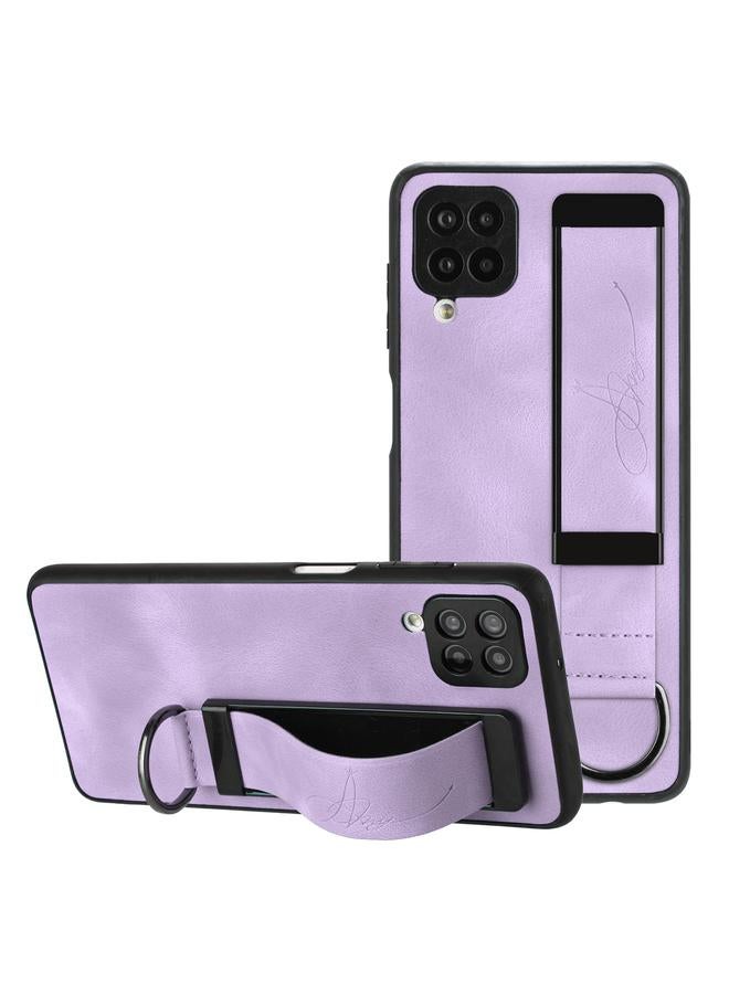 S-TOP Case For Samsung Galaxy A12 Wristband Holder Leather Back Phone Case - Image 1
