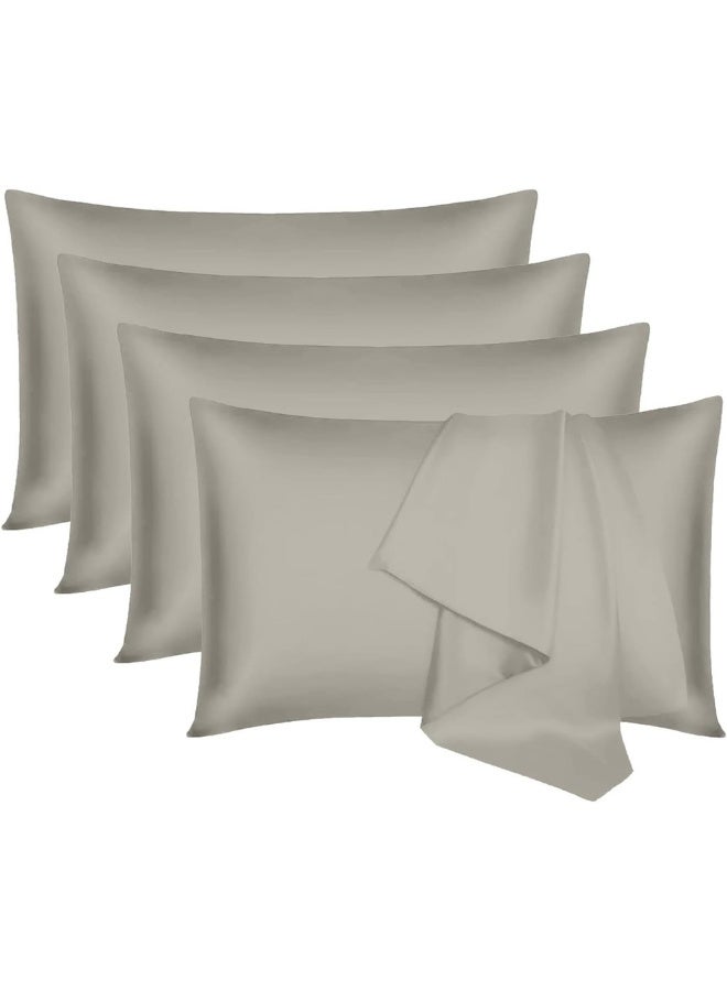 Hotel Linen Klub PACK of 4 Standard Pillowcases-  Luxurious 100% Cotton 250TC Sateen with Elegant Solid Design, Size: 50 x 75 cm, Warm Stone for a Touch of Sophistication in Your Bedroom