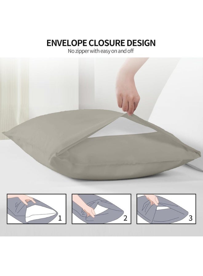 Hotel Linen Klub عبوة من 4 أغطية وسائد قياسية - قطن فاخر 100% 250TC ساتين بتصميم أنيق بسيط، الحجم: 50 × 75 سم، لون الحجر الدافئ لمسة من الرقي في غرفة نومك - Image 4
