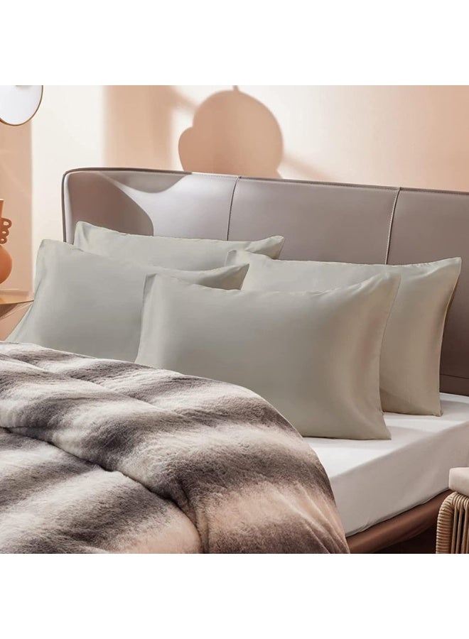 Hotel Linen Klub عبوة من 4 أغطية وسائد قياسية - قطن فاخر 100% 250TC ساتين بتصميم أنيق بسيط، الحجم: 50 × 75 سم، لون الحجر الدافئ لمسة من الرقي في غرفة نومك - Image 2
