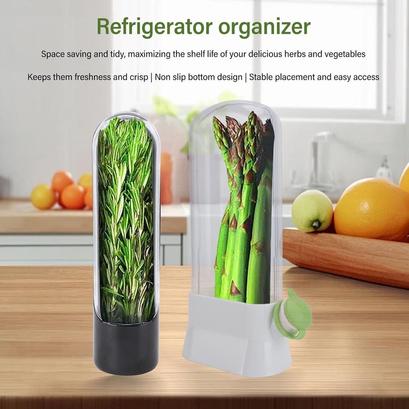 Coriander Saver, Multipurpose Transparent Keep Freshness Corianders Storage Containers Fridge Organizer For Refrigerator Asparagus Vegetable (Black) - Image 1