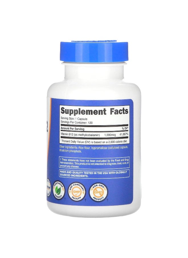 Nutricost - Nutricost, Vitamin B12, 1,000 mcg, 120 Capsules - Image 1