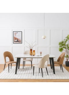 DANUBE HOME Almanza 6 Seater Dining Table Strong And Sturdy Dining Table Without Chairs 6 Seater Table| Modern Design Desk Furniture For Kitchen Dining Room  - Marble/Dark Brown  - Image 1
