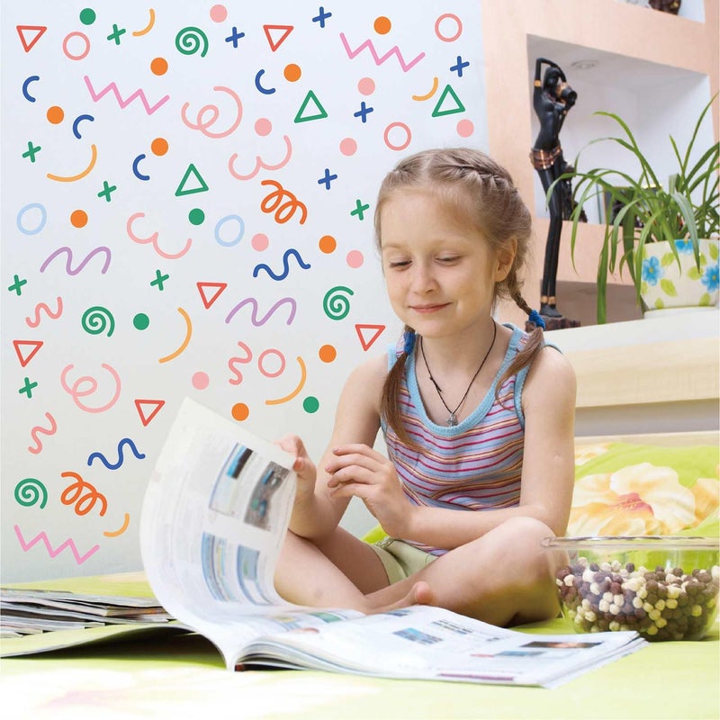 CharmFlo 200 Pcs Geometric Wall Stickers (Irregular Lines/Triangles/Dots) - 10 Sheet Waterproof Removable Decals for Kids Room, Classroom, Nursery & Home Decor - Multi-Color DIY Art Decoration - Image 3