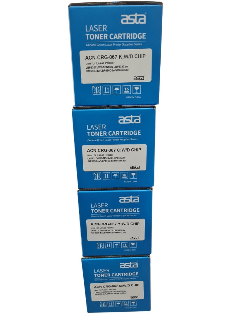 Asta Toner cartridge 067 067H Toner Set (With Chip) Compatible with Canon 067 067H Works With Toner Canon i-SENSYS MF655CDW MF657CDW LBP631CW LBP633CDW MF651CW Printers (Black Cyan Yellow Magenta)  - Image 3