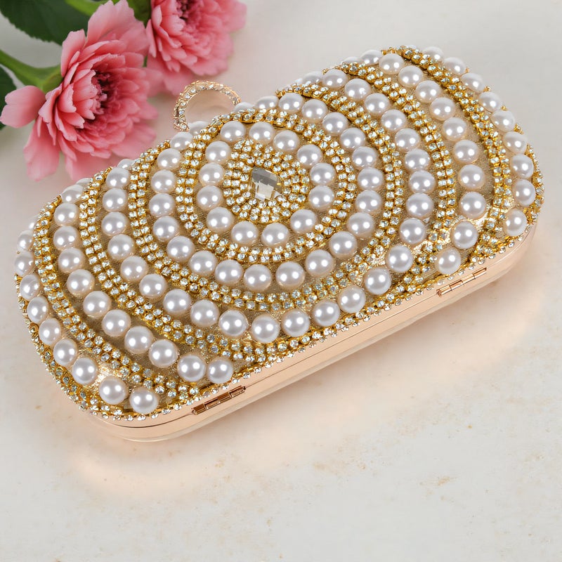 New Pearl Rhinestone Fashion Evening Bag Personalized Square Box Wedding Banquet Party Handmade Bag - Image 4