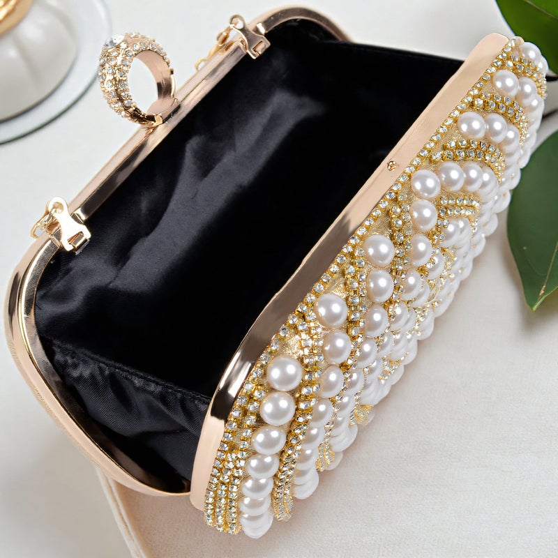 New Pearl Rhinestone Fashion Evening Bag Personalized Square Box Wedding Banquet Party Handmade Bag - Image 5