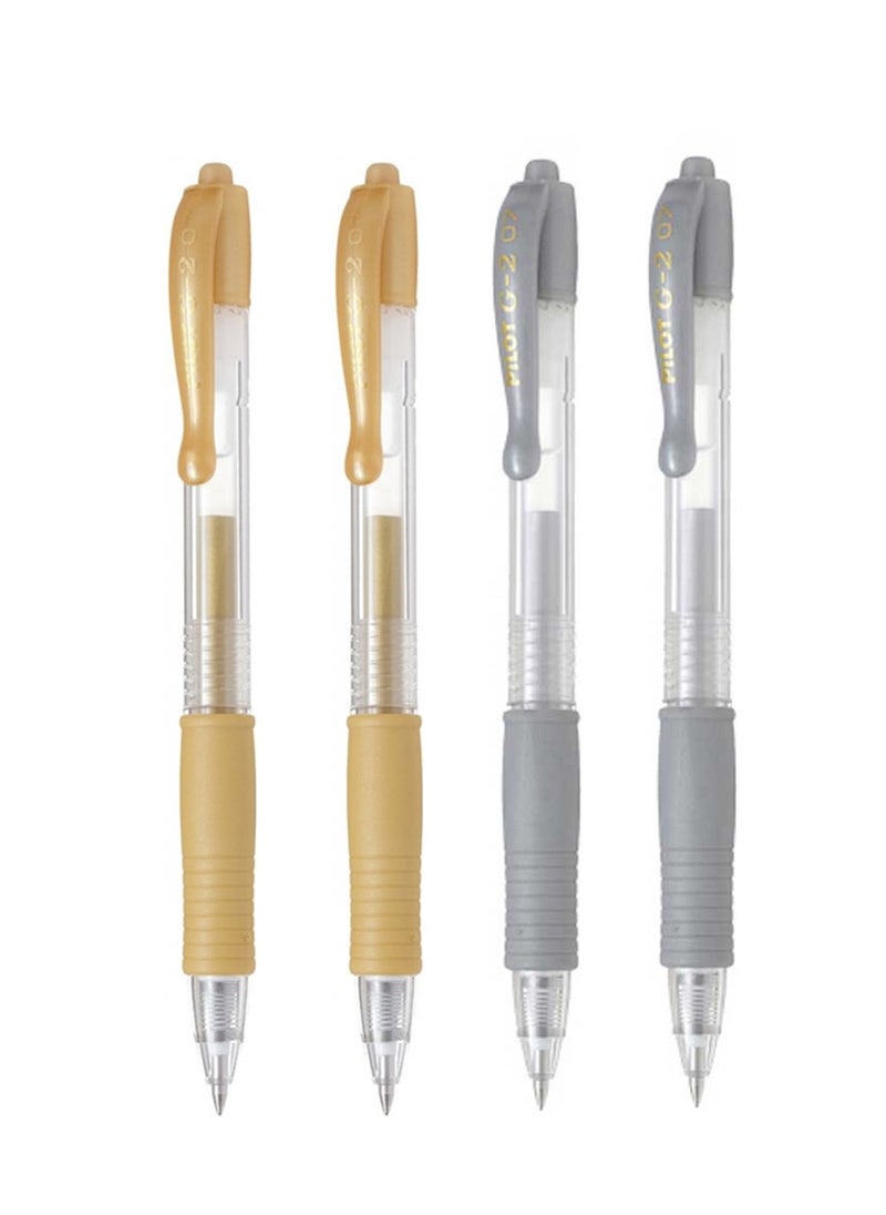 PILOT 4-Piece G2 Gel Ink Pen 0.7mm Tip Gold And Silver Ink  - Image 1