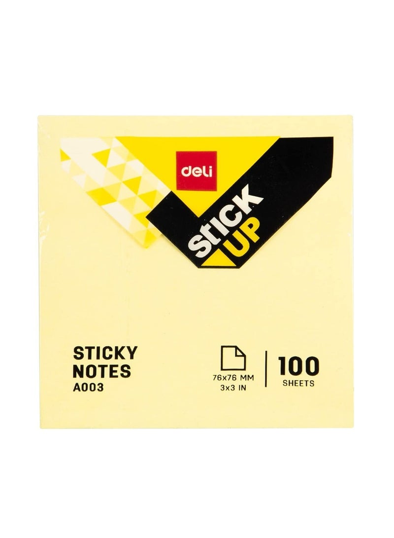 Deli 12-Pad Sticky Notes 3x3 Inch Size Yellow Colour - Image 2