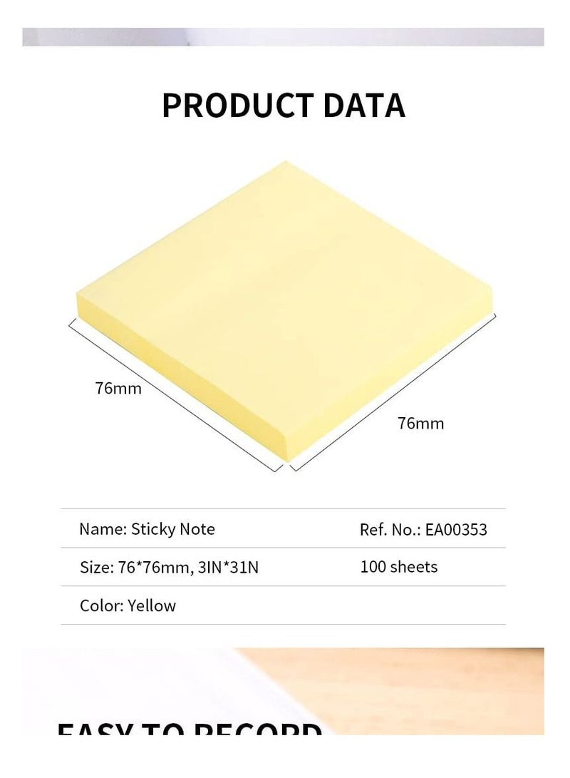 Deli 12-Pad Sticky Notes 3x3 Inch Size Yellow Colour - Image 3