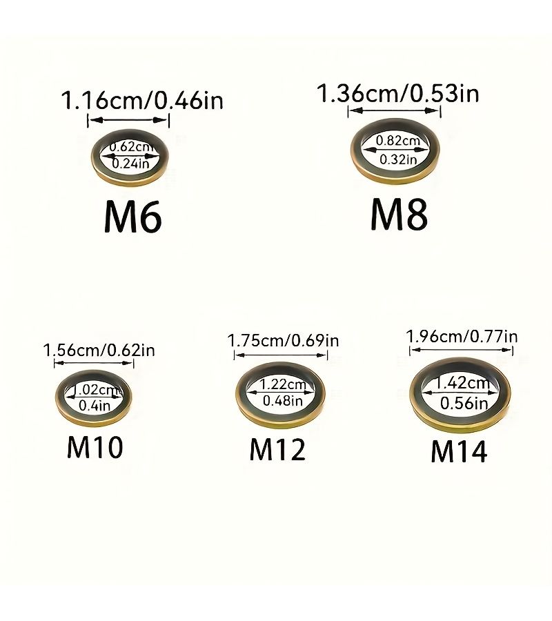 160pcs Oil Pan Drain Plug Gasket Kit M6 M8 M10 M12 M14 M16 Rubber Washers Seals - Image 2