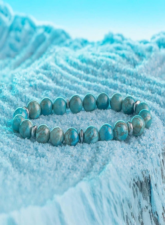 Mesmerize Elastic Natural Stone Bracelet for Men & Women | Authentic Healing Crystal Beads for Balance, Positivity & Energy | Handcrafted Stretch Fit Bracelet for Meditation | Lab-Tested Certificate & 6-Month Warranty Included. (African Turquoise, S) - Image 4