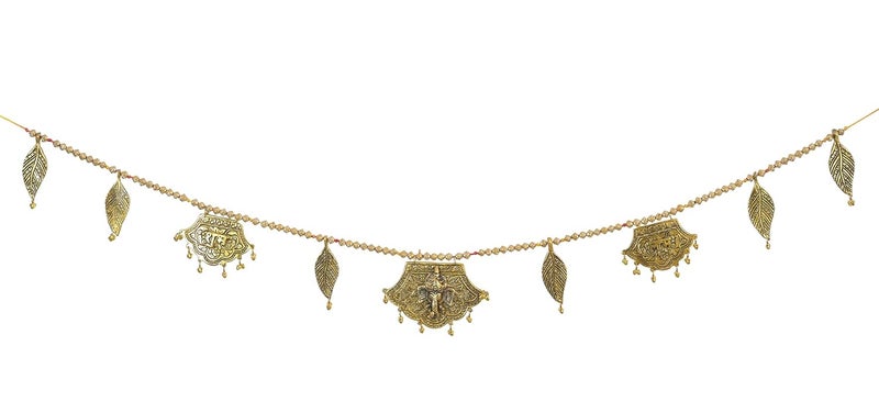 Rockshok Diwali Gift for Home Latest Fancy Door Hanging Toran with Wall Hanging Flower Petals Shubh Labh PankhiBandarwal w 96 cm Golden - Image 4