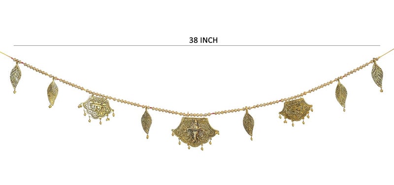 Rockshok Diwali Gift for Home Latest Fancy Door Hanging Toran with Wall Hanging Flower Petals Shubh Labh PankhiBandarwal w 96 cm Golden - Image 2