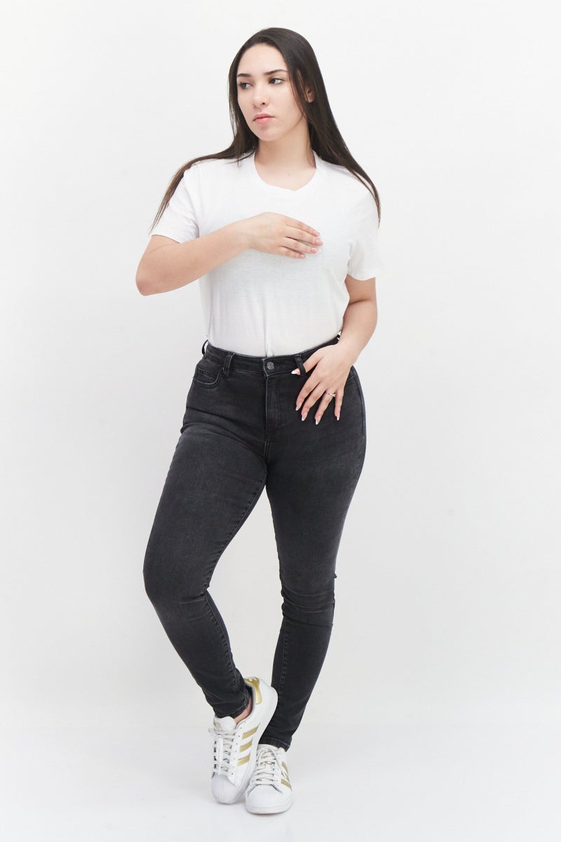 ESPRIT Women Skinny Fit Washed Stretchable Denim Jeans, Balck - Image 2