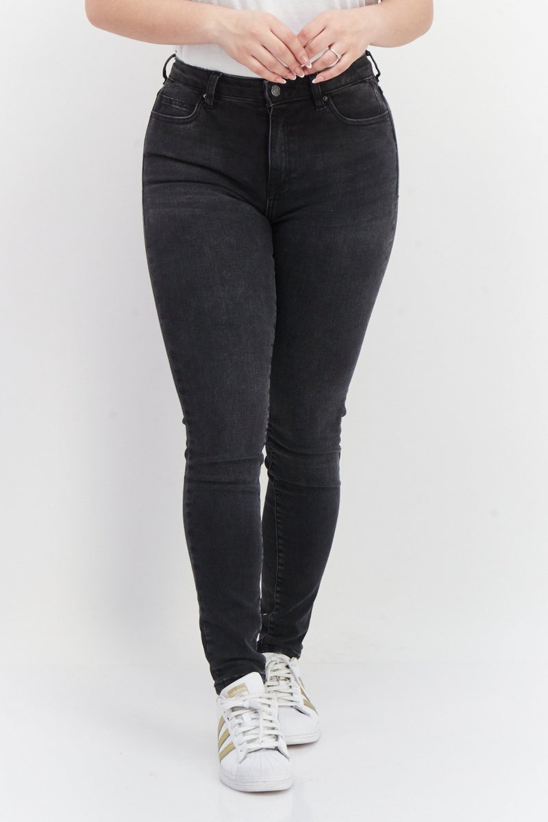 ESPRIT Women Skinny Fit Washed Stretchable Denim Jeans, Balck - Image 1