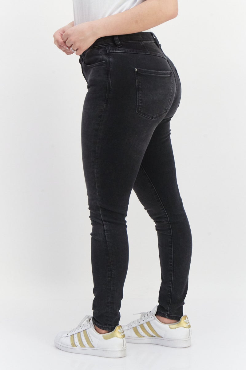 ESPRIT Women Skinny Fit Washed Stretchable Denim Jeans, Balck - Image 4