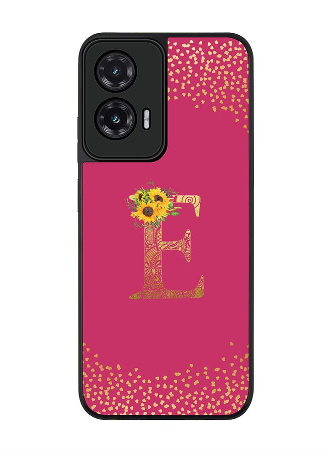 Stylizedd For Motorola Moto G35 Case,Slim fit Camera Protection, Shockproof Thin Phone cover  - Custom Floral Monogram - E ( Deep Pink )