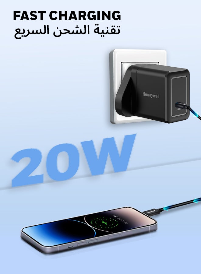 هوني ويل شاحن Zest PD20W، شاحن حائط فائق السرعة من النوع C مع دعم PPS، متوافق مع iPhone وiPad وSamsung وOneplus والهواتف الذكية والأجهزة اللوحية وTWS ومكبر الصوت Bluetooth- - Image 2
