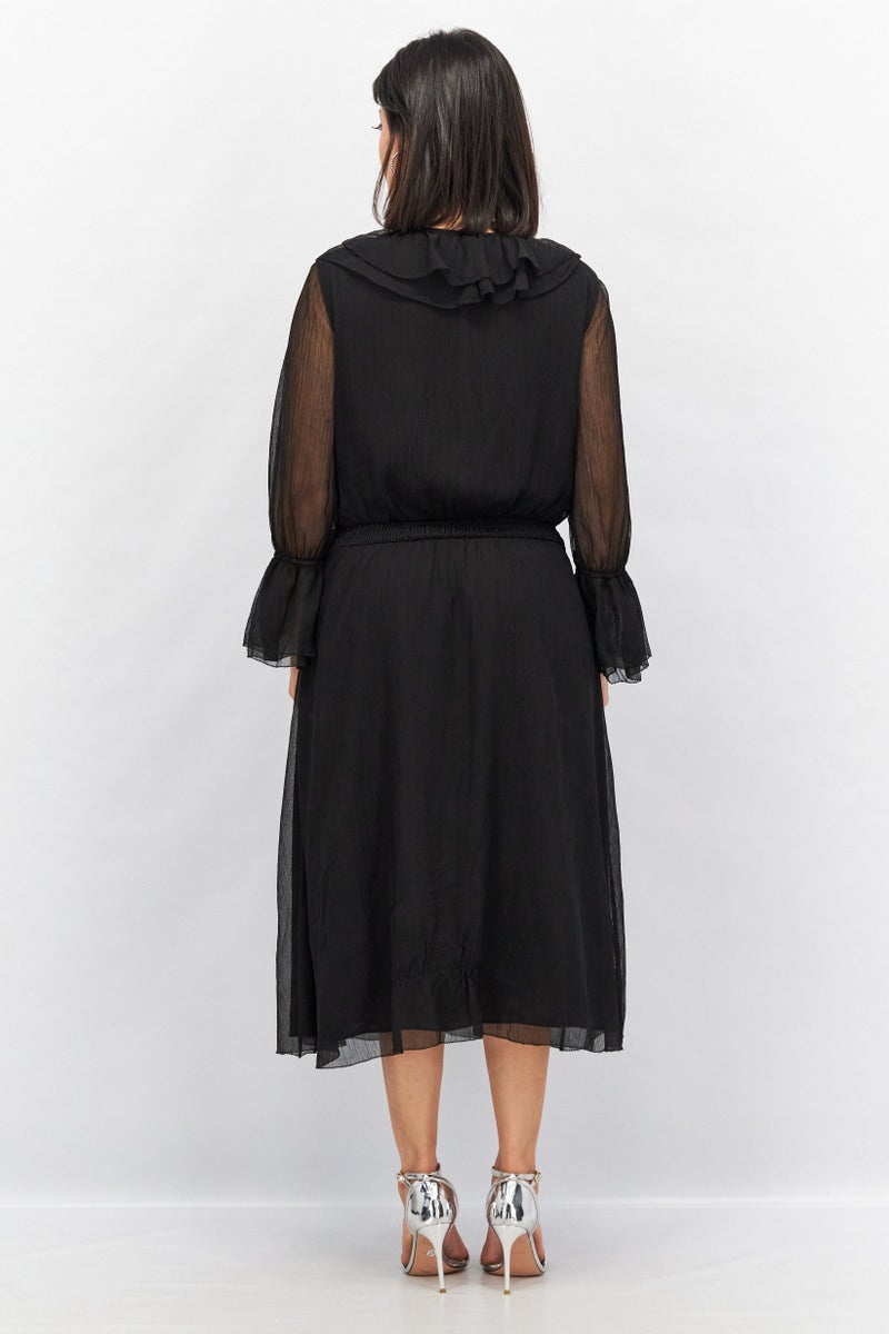 VERO MODA فستان ميدي محبوك للسيدات، أسود - Image 2