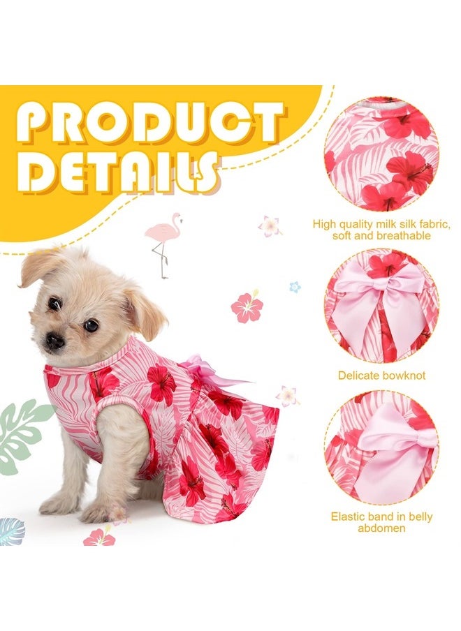 LEIFIDE - 8 Pcs Summer Themed Hawaii Dog Dresses Holiday Dog Dress Flamingo Fruit Floral Pattern Pet Skirts Hawaii Puppy Princess Dresses Outfits Bowknot Puppy Dresses for Girl Dogs Cats Beach (XS) - Image 1