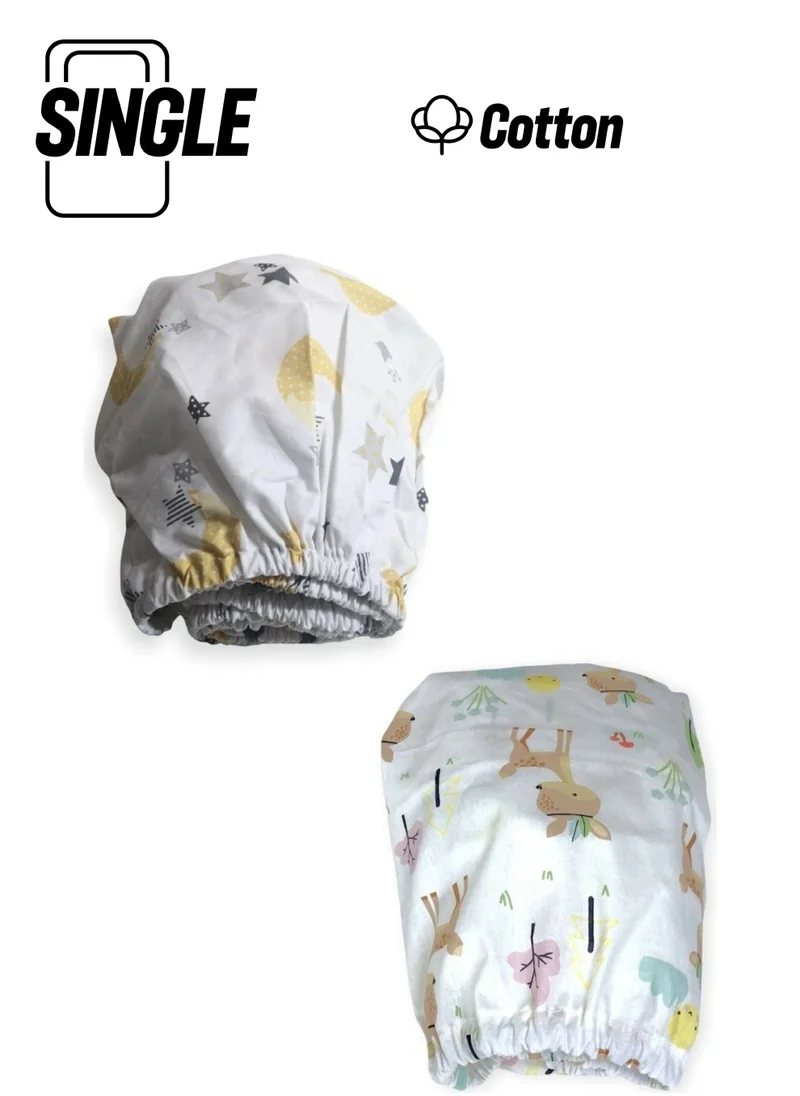 Bebek Özel Baby Special Cotton Baby and Kids Fitted Sheet Yellow Crescent Star and Karaca 70X170 (2 Pieces)