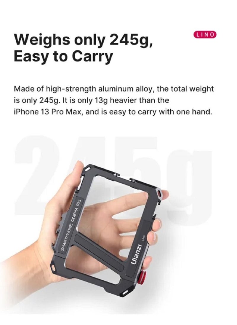 Ulanzi Lino smartphone Cage Video kit with Handle Grip for iphone X XR XS Max 11 12 13 14 Mini/Pro/Pro Max Mobile Phone Vlog Video